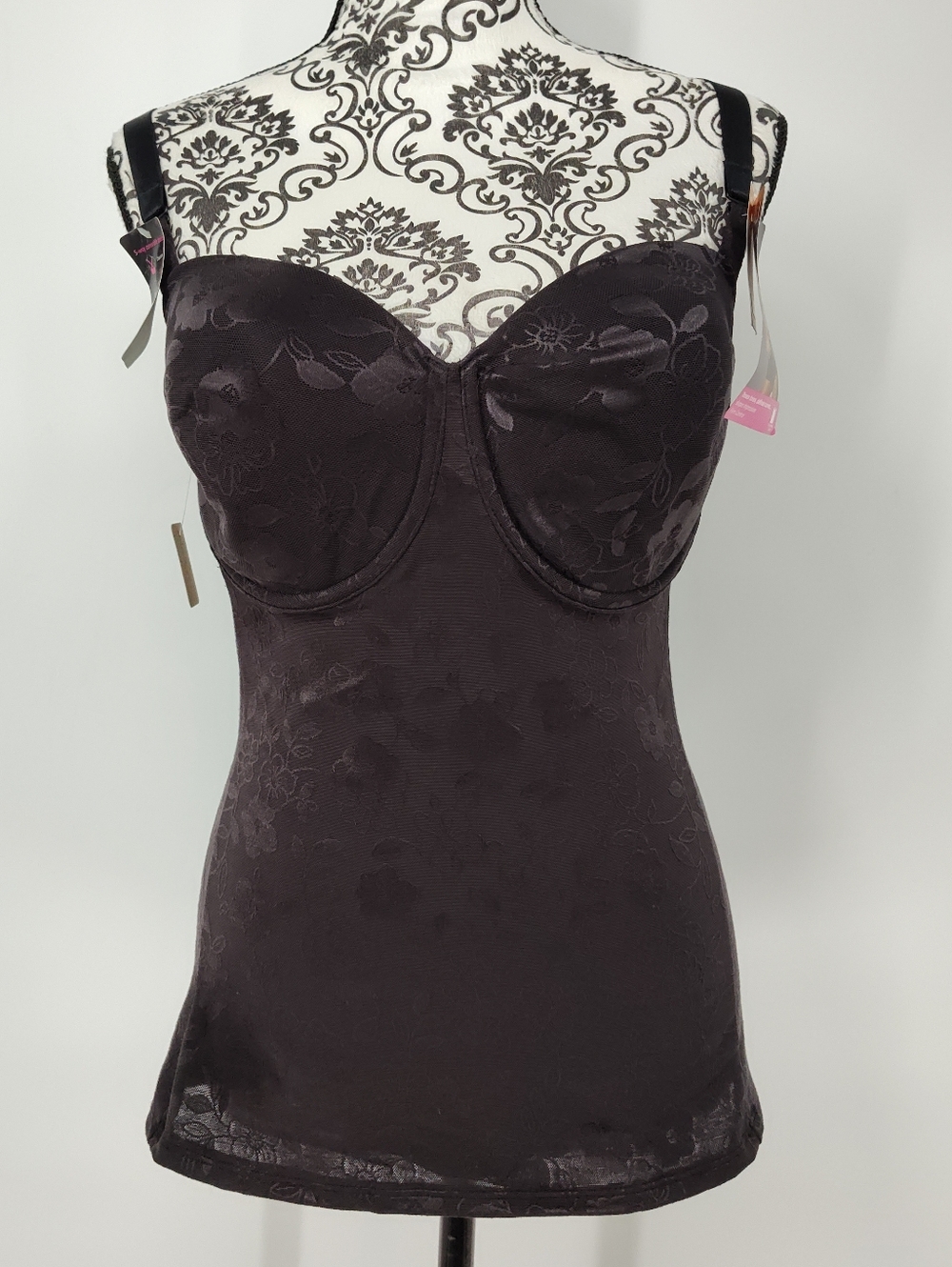 Bali New With Tags Black Floral Shaping Camisole with Underwire Women's 36DD